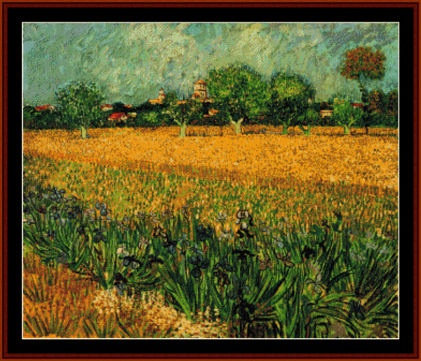 View of Arles with Irises - Van Gogh cross stitch pattern