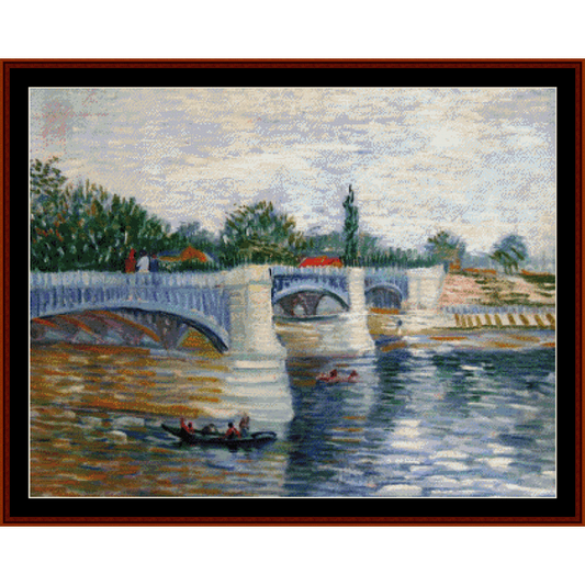 The Seine with the Pont de la Grand Jatte - Van Gogh cross stitch pattern