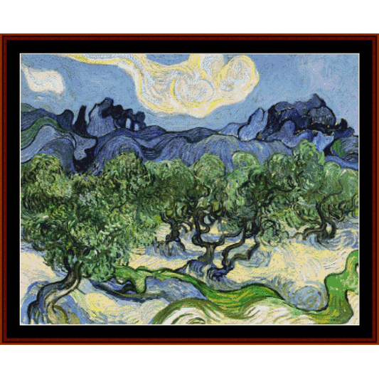 The Apilles with Olive Trees - Van Gogh cross stitch pattern