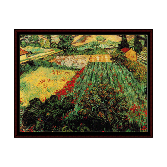 Field with Poppies - Van Gogh pdf cross stitch pattern