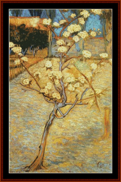 Small Pear Tree in Bloom - Vincent Van Gogh pdf cross stitch pattern