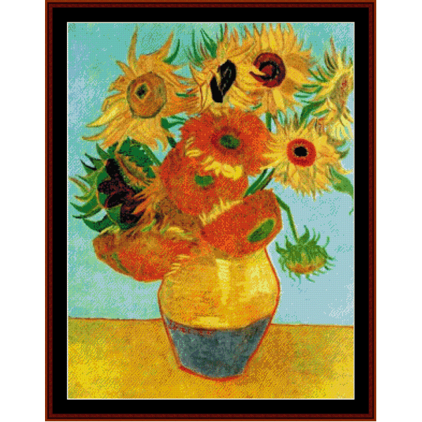 Twelve Sunflowers, 1889 - Van Gogh cross stitch pattern