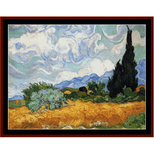 Wheat Field with Cypresses II - Van Gogh cross stitch pattern