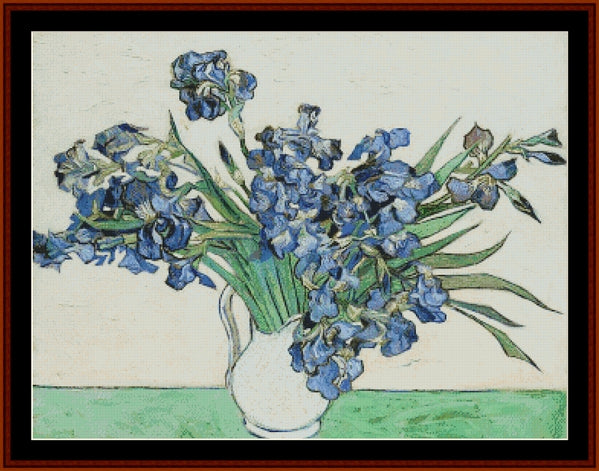 Irises Pink and Gray - Van Gogh pdf cross stitch pattern