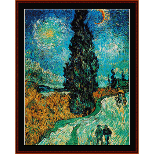 Road with Cypress and Stars - Van Gogh cross stitch pattern