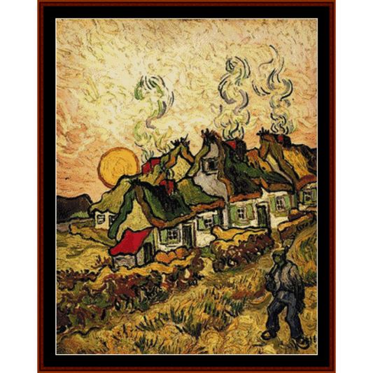 Thatched Cottages in Sunshine - Van Gogh cross stitch pattern