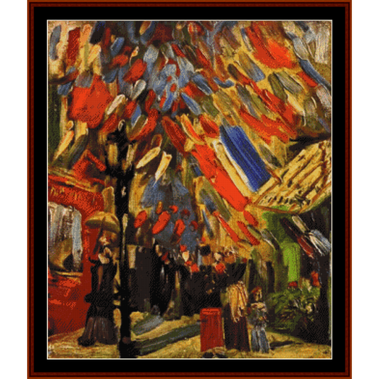 14th of July Celebration, Paris - Van Gogh pdf cross stitch pattern
