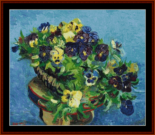 Basket of Pansies - Van Gogh pdf cross stitch pattern