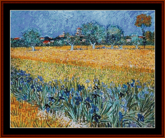 Field with Irises - Van Gogh pdf cross stitch pattern