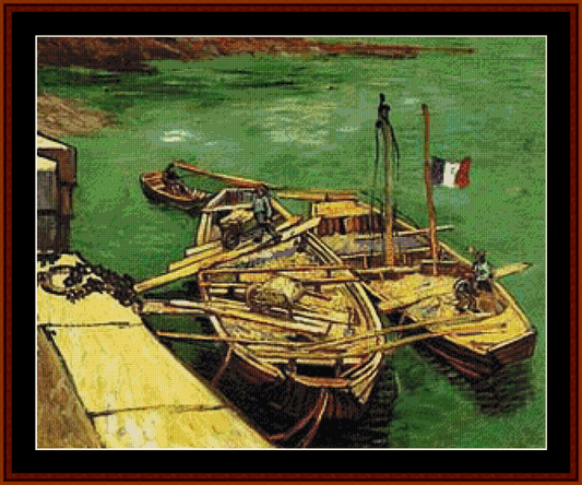 Unloading Barges - Van Gogh pdf cross stitch pattern