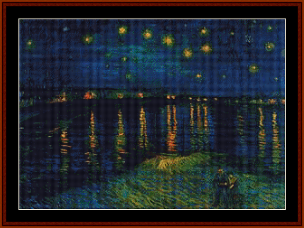 Starlight Over the Rhone - Van Gogh pdf cross stitch pattern