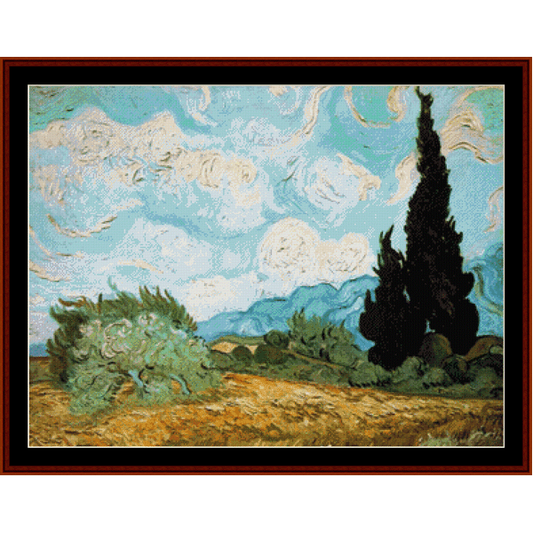 Wheat Field with Cypress - Van Gogh cross stitch pattern