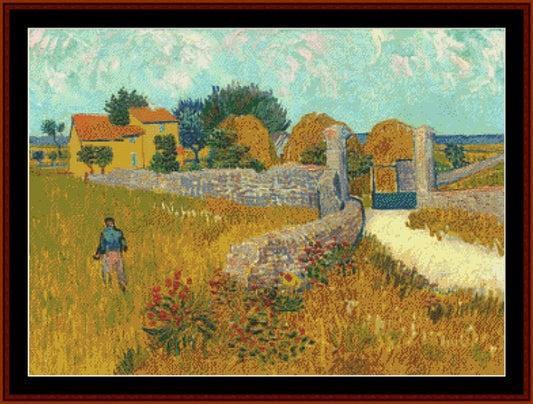 Farmhouse in the Provence - Van Gogh pdf cross stitch pattern