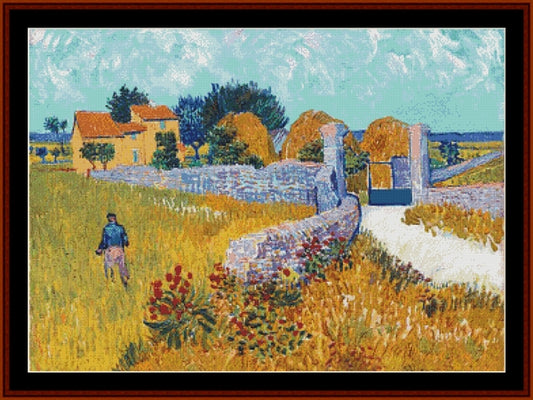 Farmhouse in the Provence - Van Gogh pdf cross stitch pattern