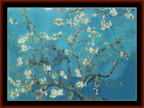 Branches with Almond Blossoms - Vincent Van Gogh pdf cross stitch pattern