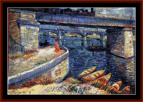 Bridge at Asnieres - Van Gogh cross stitch pattern