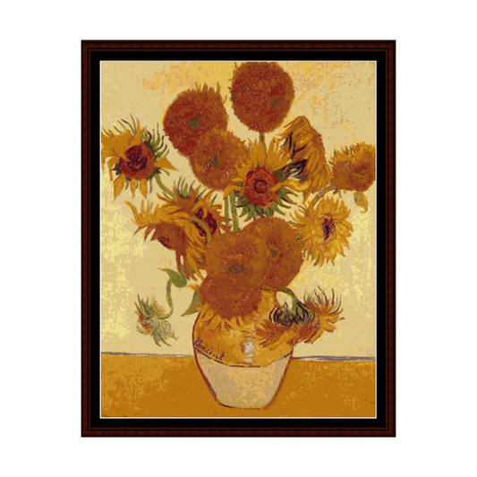Sunflowers, poster-size - Van Gogh cross stitch pattern