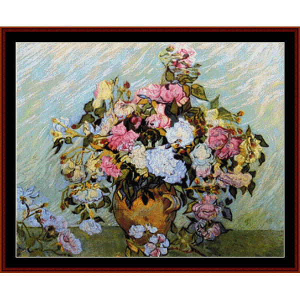 Vase of Roses II - Van Gogh cross stitch pattern