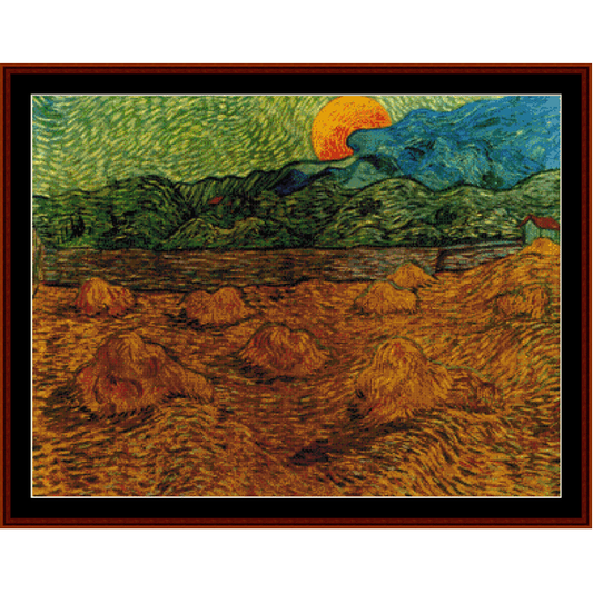 Evening Landscape w/Rising Moon - Van Gogh cross stitch pattern