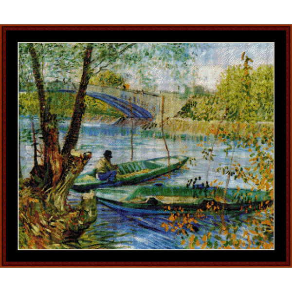 Fishing in the Spring - Van Gogh cross stitch pattern