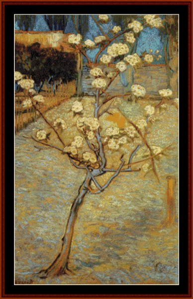 Pear Tree in Blossom - Van Gogh cross stitch pattern