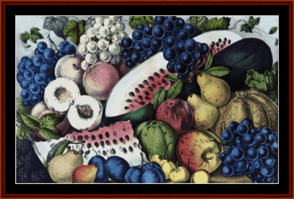 Still Life with Fruit - Vintage Art pdf cross stitch pattern