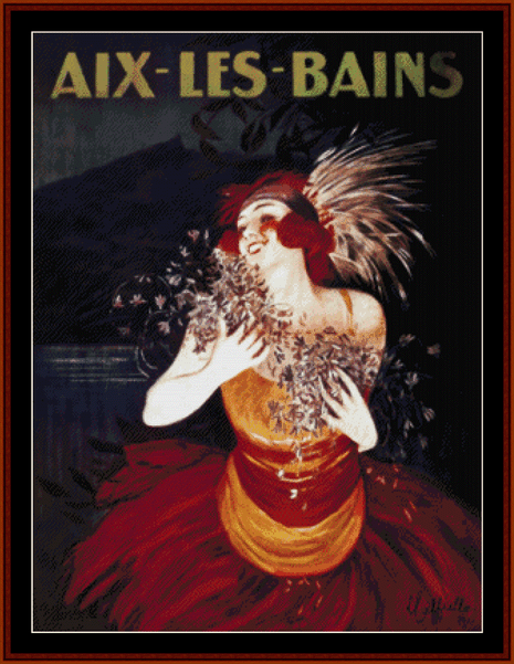 Aix-Les-Bains Vintage Poster pdf cross stitch pattern