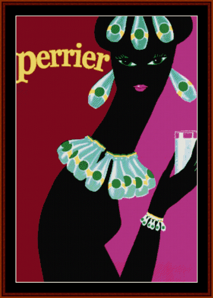 Perrier - Vintage Poster pdf cross stitch pattern