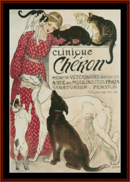 Clinique Cheron - Vintage Poster pdf cross stitch pattern