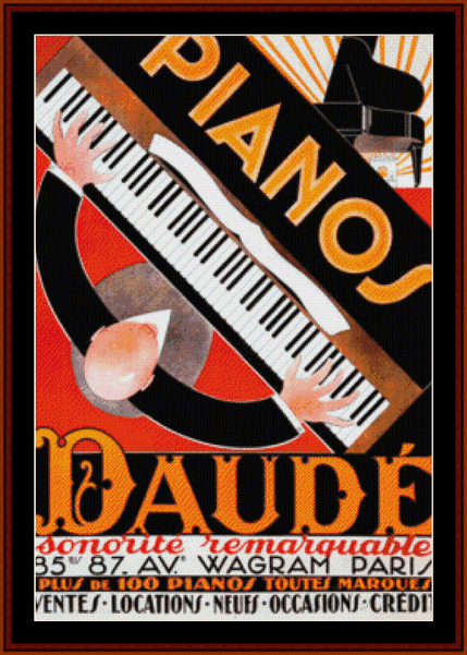 Daude Pianos - Vintage Poster pdf cross stitch pattern