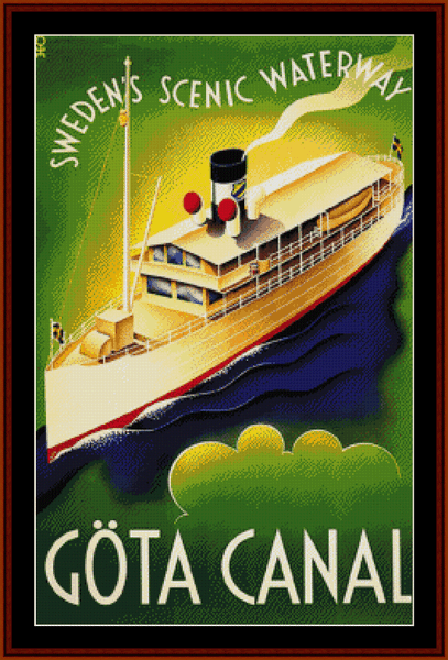 Gota Canal, Sweden - Vintage Poster pdf cross stitch pattern