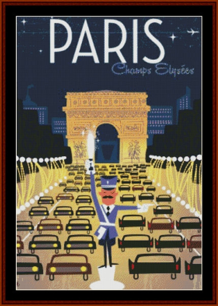 Paris, Champs Elysees - Vintage Poster pdf cross stitch pattern