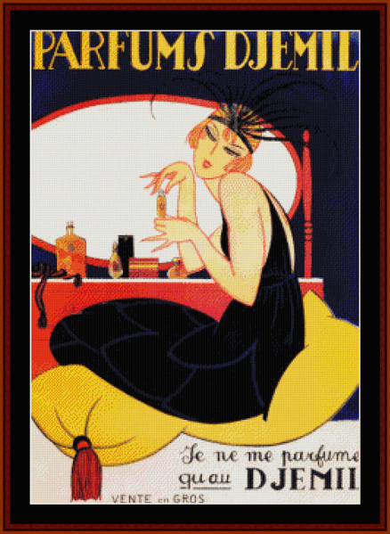 Parfums D’jemil - Vintage Poster pdf cross stitch pattern