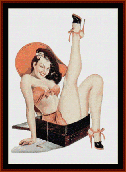 Pin-Up in a Box - Vintage Poster pdf cross stitch pattern