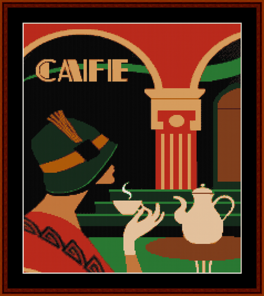 Deco Cafe - Vintage Poster pdf cross stitch pattern