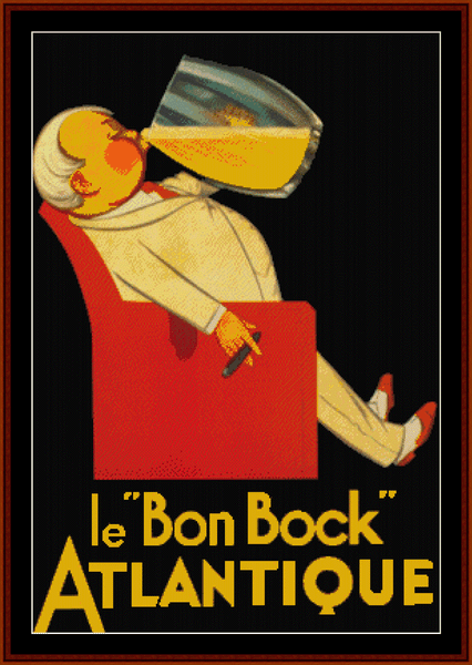 Le “Bon Bock” Atlantique - Vintage Poster pdf cross stitch pattern