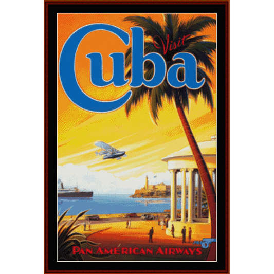 Visit Cuba - Vintage Poster pdf cross stitch pattern