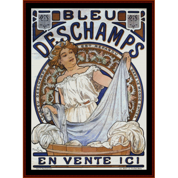 Bleu Deschamps - Vintage Poster pdf cross stitch pattern