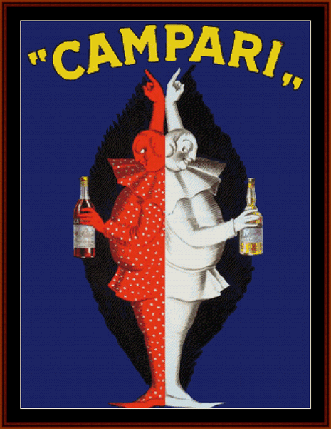 Campari Twins - Vintage Poster pdf cross stitch pattern