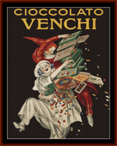 Cioccolato Venchi - Vintage Poster pdf cross stitch pattern