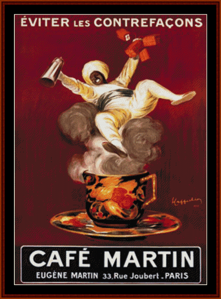 Cafe Martin - Vintage Poster pdf cross stitch pattern