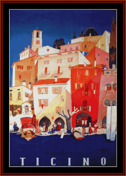 Ticino - Vintage Travel Poster pdf cross stitch pattern