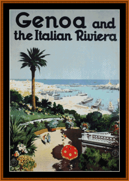 Genoa - Vintage Travel Poster pdf cross stitch pattern