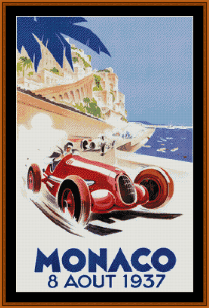 Monaco - Vintage Poster pdf cross stitch pattern