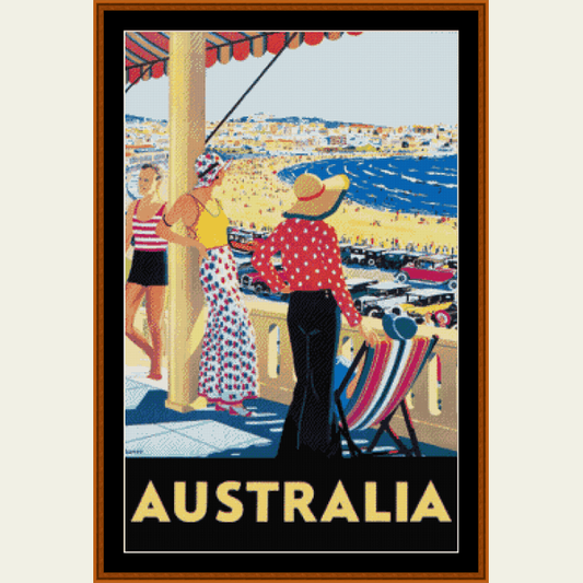 Australia - Vintage Travel Poster pdf cross stitch pattern