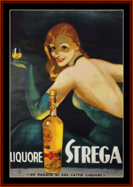 Liquore Strega - Vintage Poster pdf cross stitch pattern