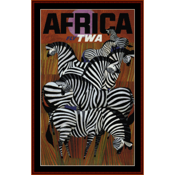 Fly TWA Africa cross stitch pattern