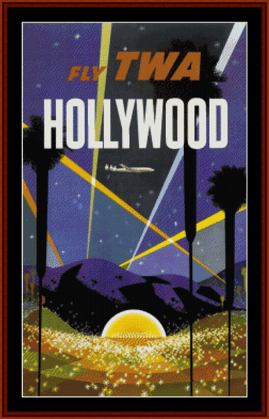 Fly TWA Hollywood cross stitch pattern