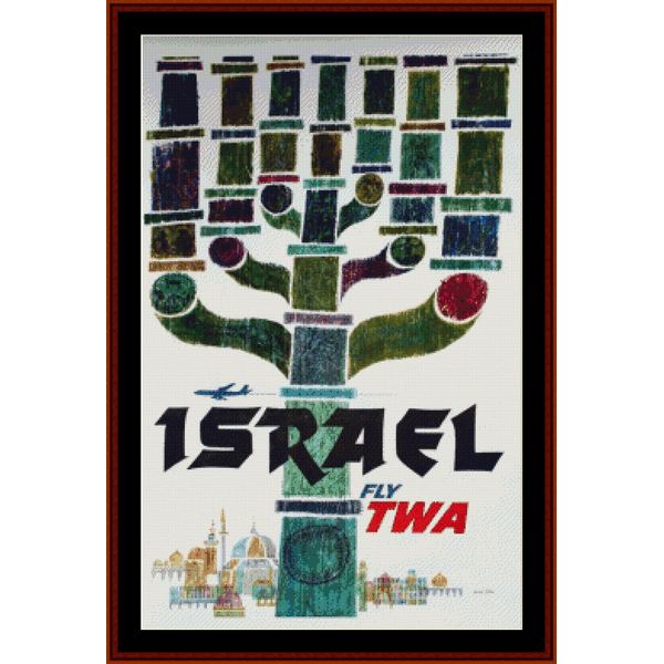 Fly TWA Israel cross stitch pattern