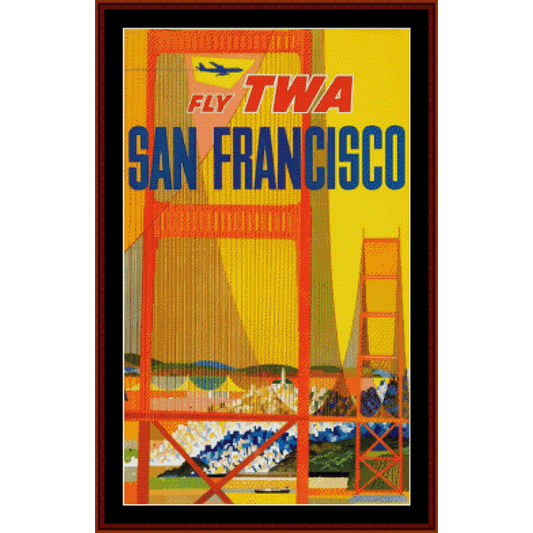 Fly TWA San Francisco cross stitch pattern